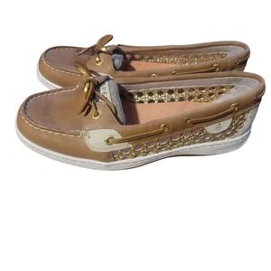 SPERRY Top Sider Angelfish Cane Womens Deck Boat Shoe Sz 8.5 M Gold Chain‎ Style